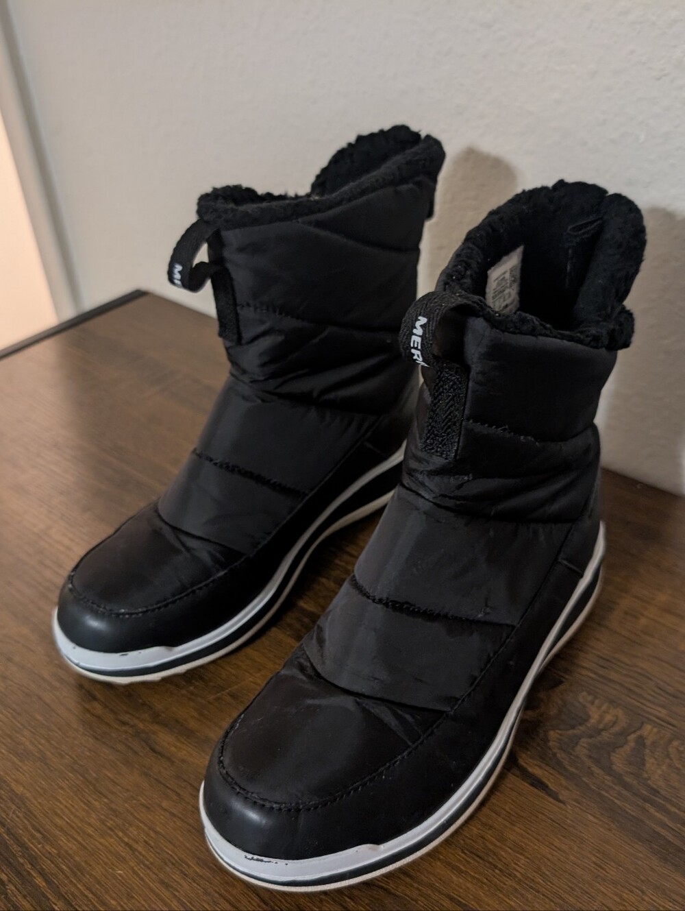 Merrell Snowcreek Sport Mid PLR Snow Boots Womens Black Back Zip Outdoor - 9.5
